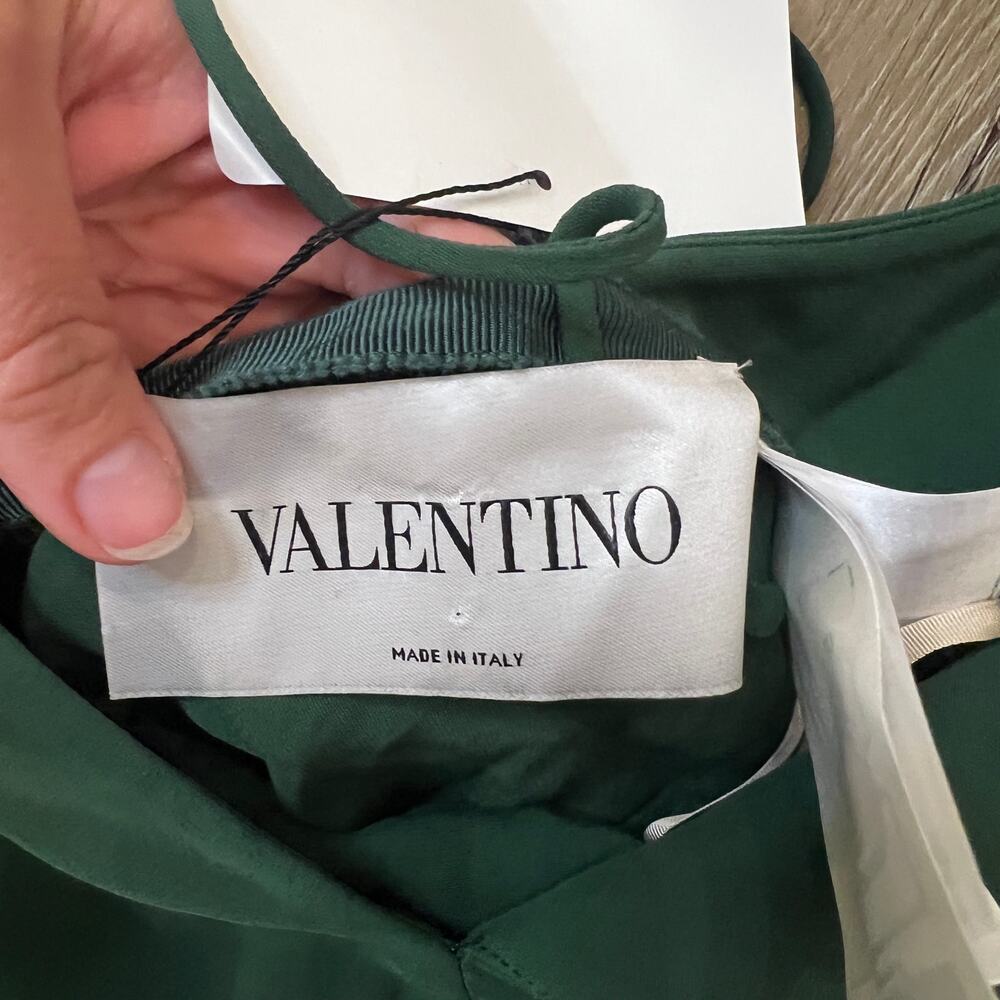 VALENTINO Women's Silk-Crepe Maxi Dress Size IT42/US6 In Emerald - Picture 8 of 14